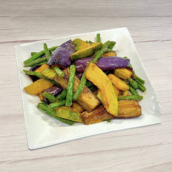 Pan Fried String Beans, Eggplants & Pumpkin / 炒三合 (例)